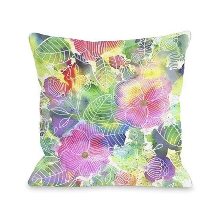 ONE BELLA CASA One Bella Casa 72692PL16O 16 x 16 in. Rainbow Splatter Flower Pillow Outdoor; Multicolor 72692PL16O